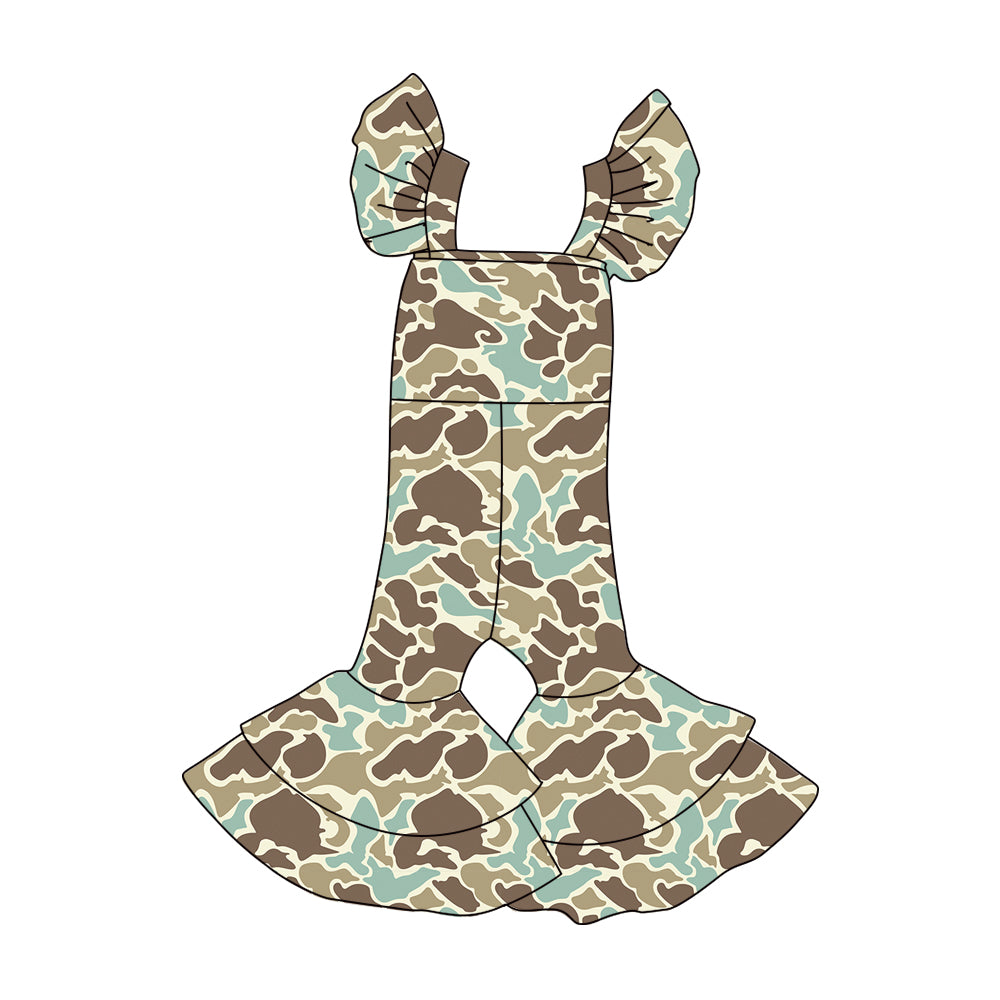 Toddle girls light brown camo jumpsuit preorder