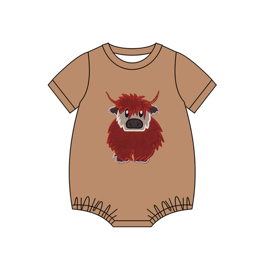 Highland cow print baby summer  romper preorder