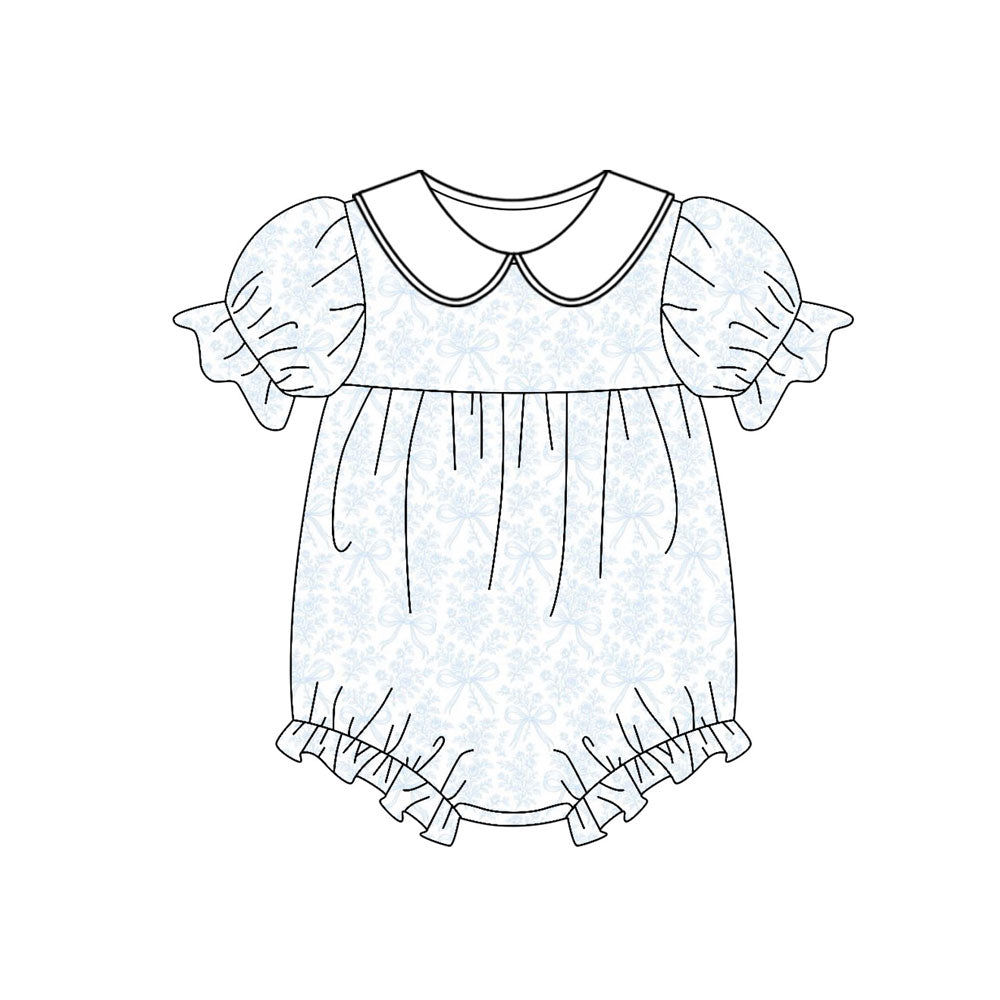 Toddle baby girl blue floral design romper preorder