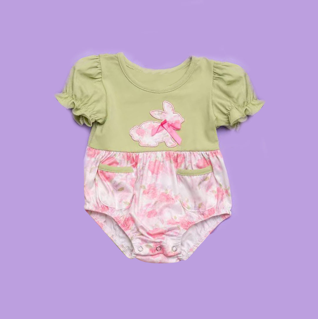 Toddle baby girl easter bunny floral design romper preorder