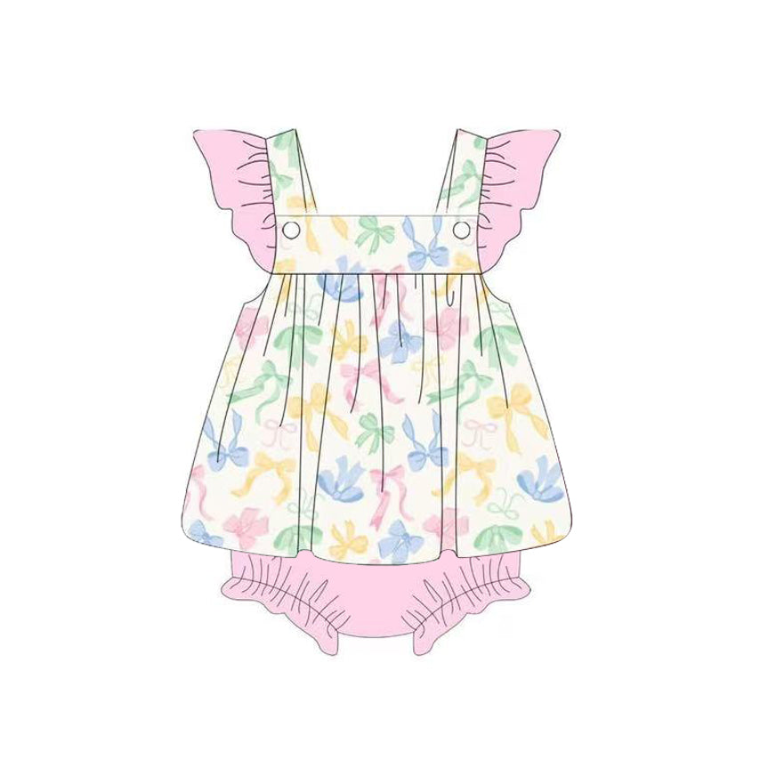 Toddle baby girls colorful bow  romper preorder