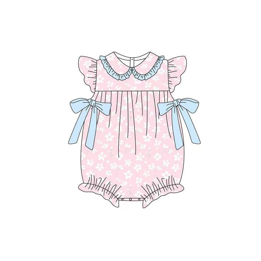 Toddle baby girls white flowers summer romper preorder