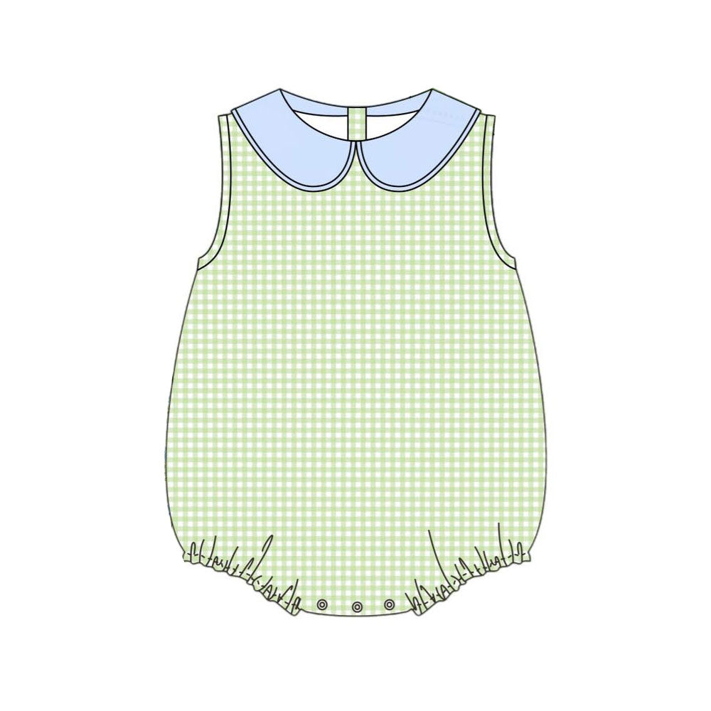 Green plaid toddle baby boy  romper preorder