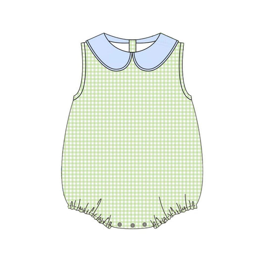 Green plaid toddle baby boy  romper preorder