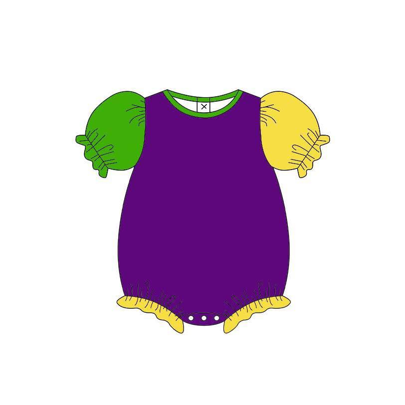 Mardi Gras toddle baby girl short sleeve romper preorder