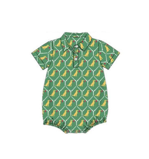 Cute dog toddle baby boy short sleeve romper preorder