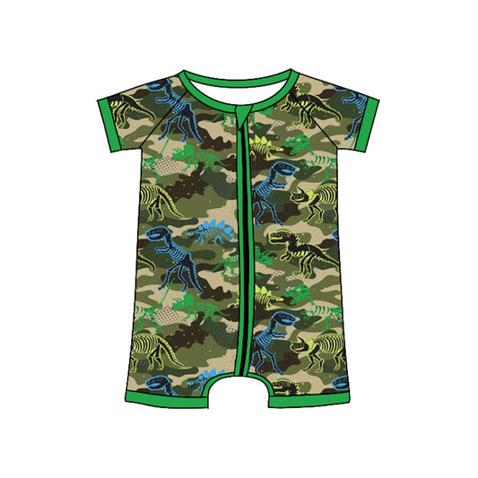 Cute dinosaur toddle baby boy short sleeve camo romper preorder