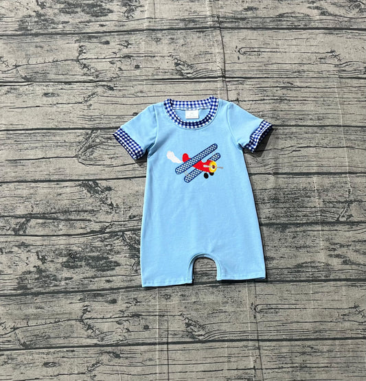 Airplane print toddle baby boy embroidery romper preorder