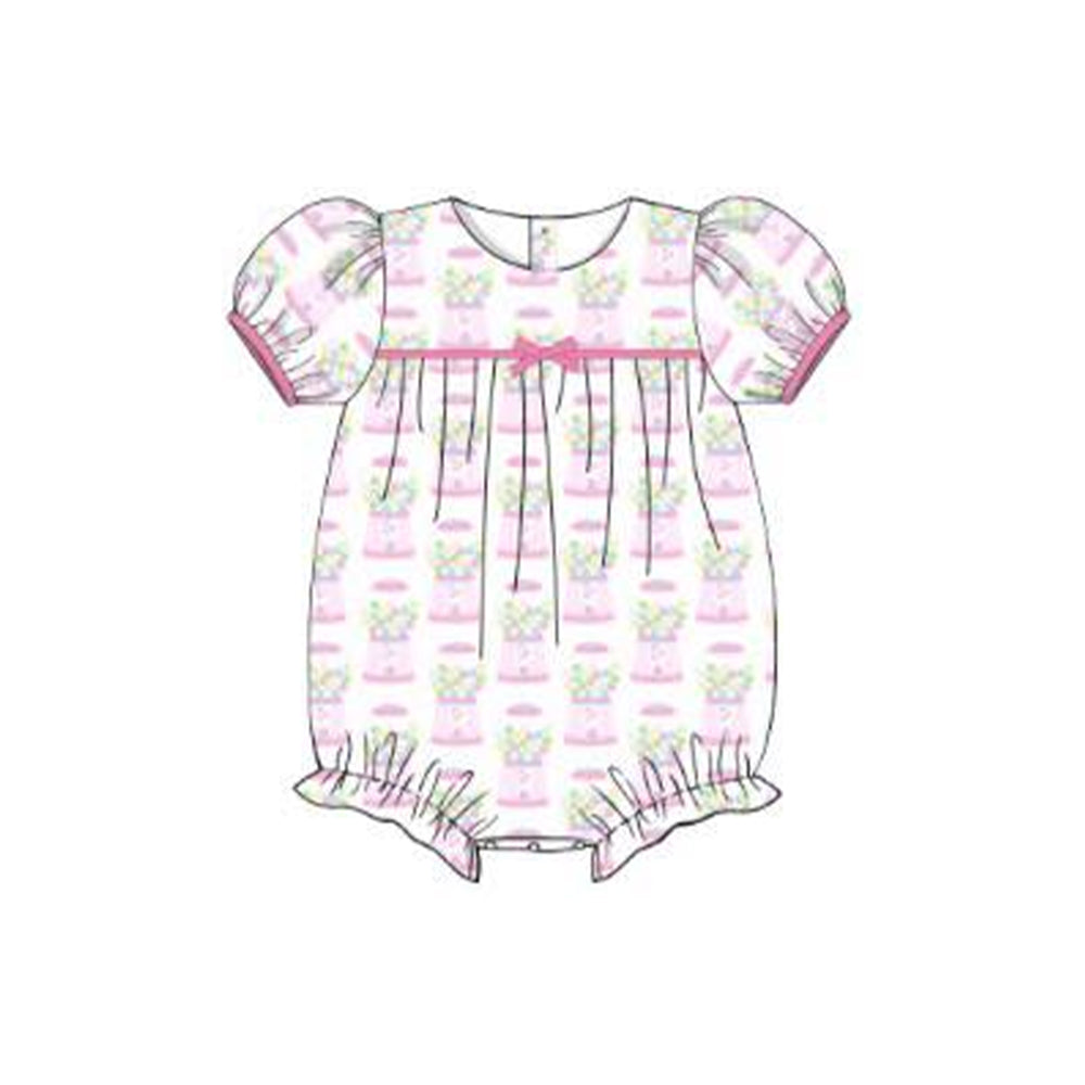 Pink floral Bubblegum Machines design toddle baby romper preorder