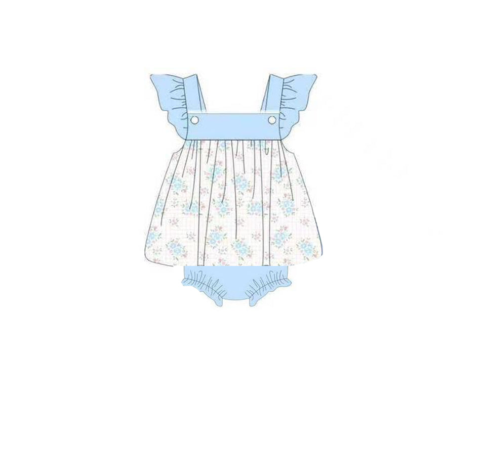Blue floral design toddle baby romper preorder
