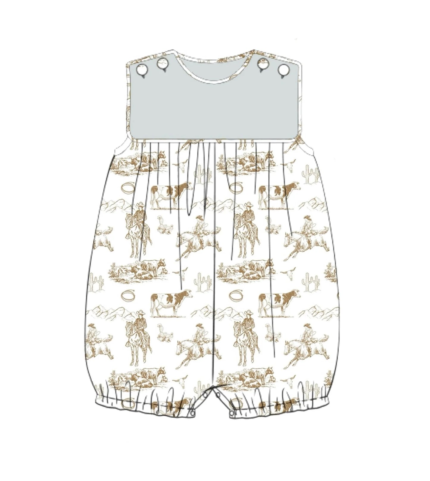 Western design toddle baby boy romper preorder