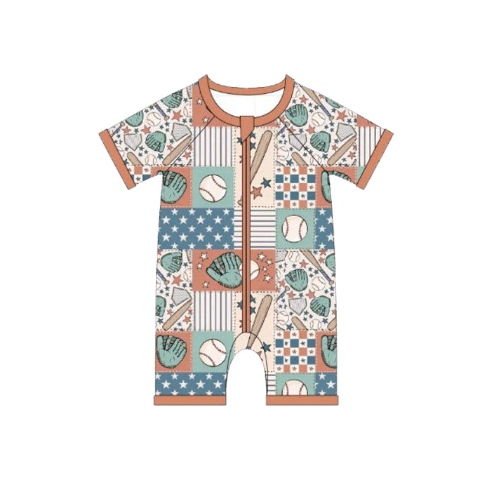 Baseball design toddle baby short sleeve  romper preorder