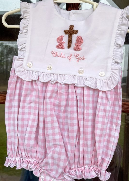 Easter cross design toddle baby short sleeve  romper preorder