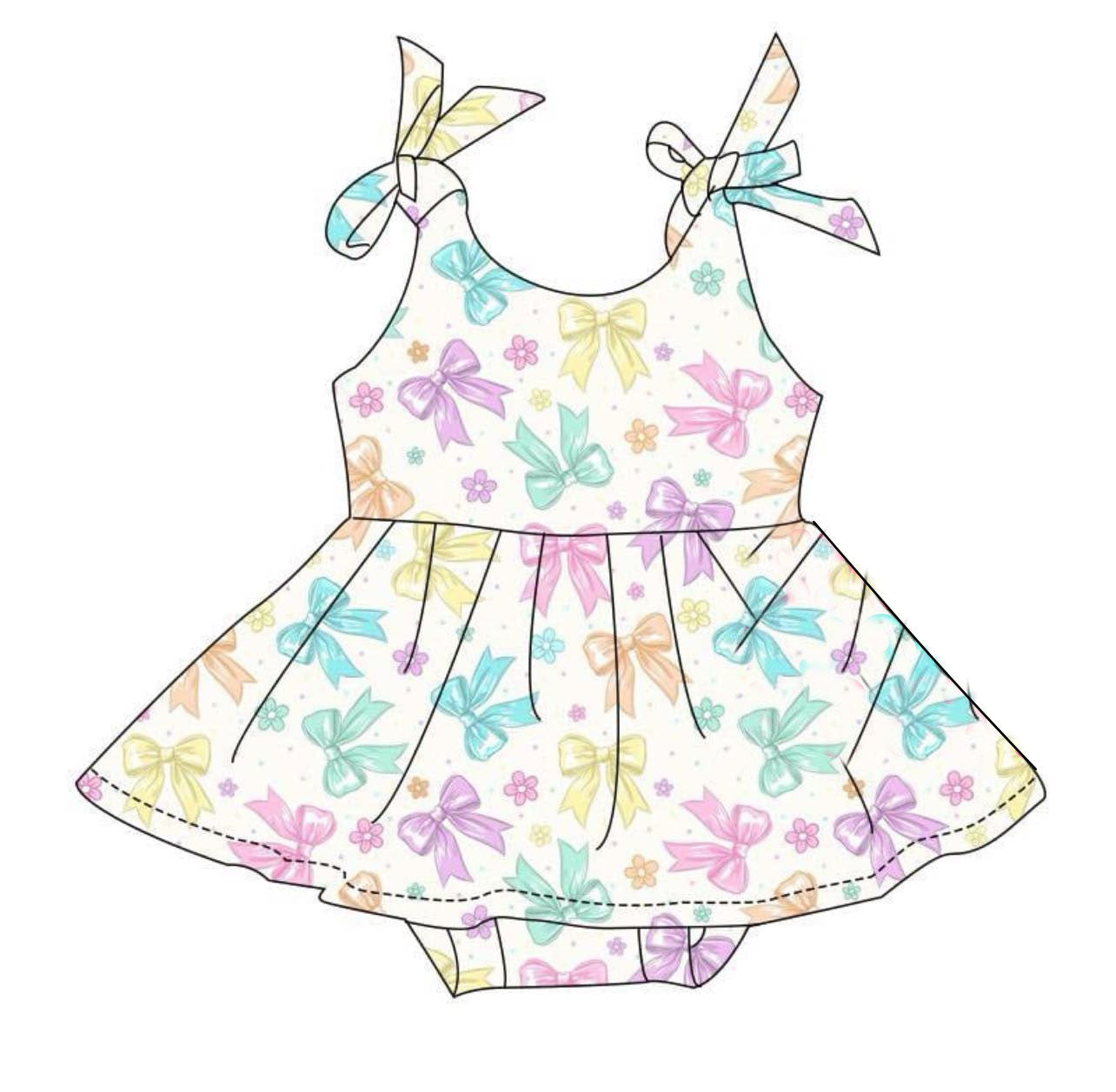 Colorful bow design toddle baby summer romper preorder