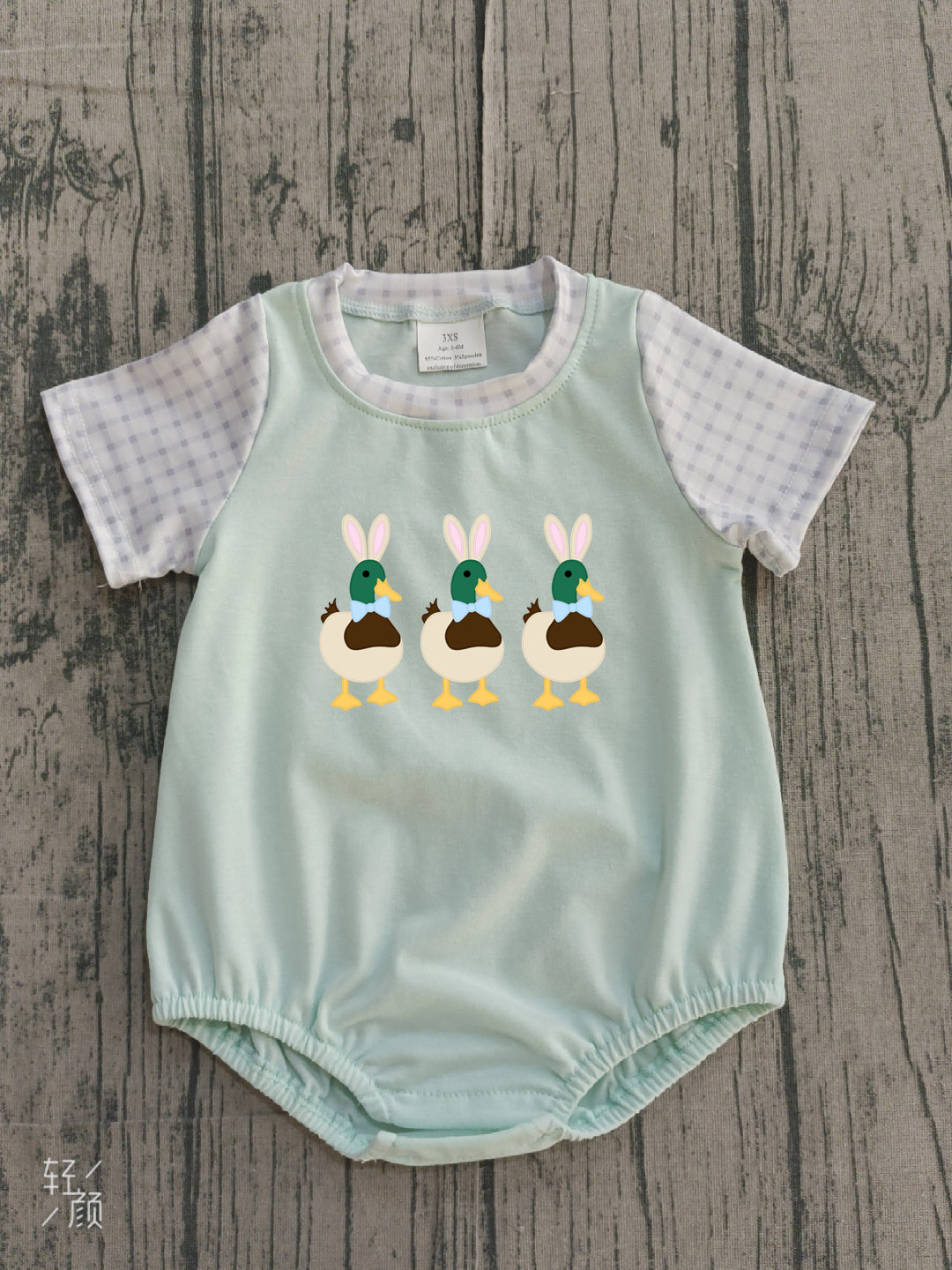 Embroidery Easter bunny ear mallard duck toddle baby summer romper preorder
