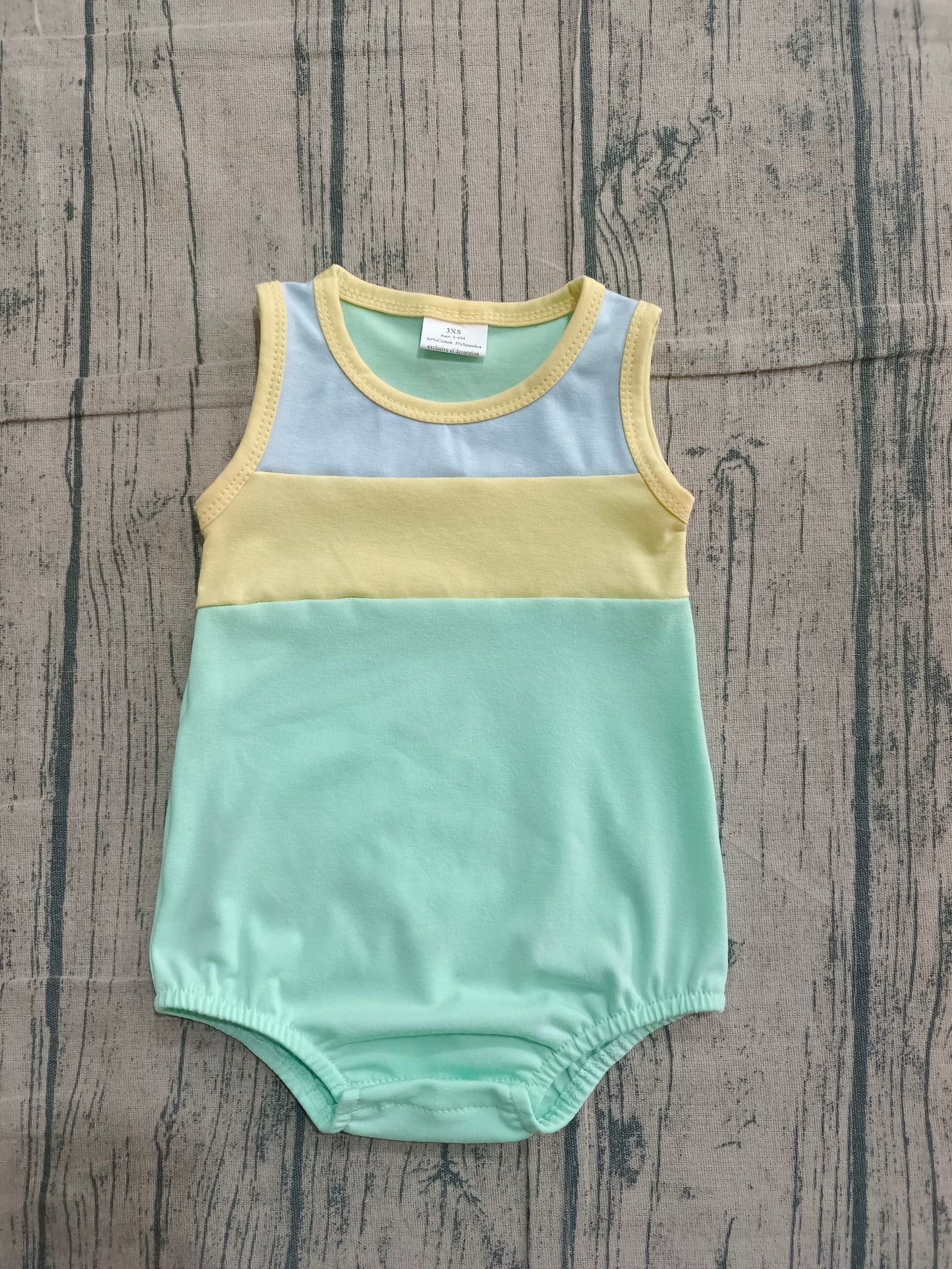 Blue yellow green design toddle baby summer romper preorder