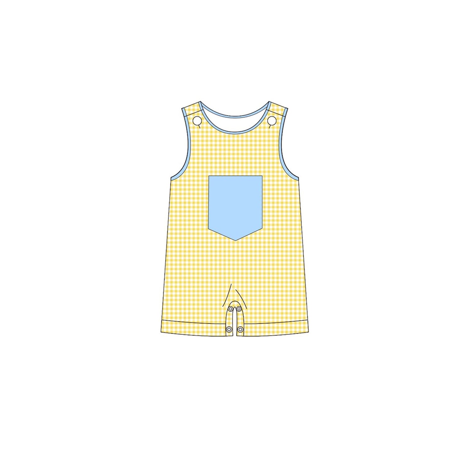 Yellow plaid design toddle baby summer romper preorder