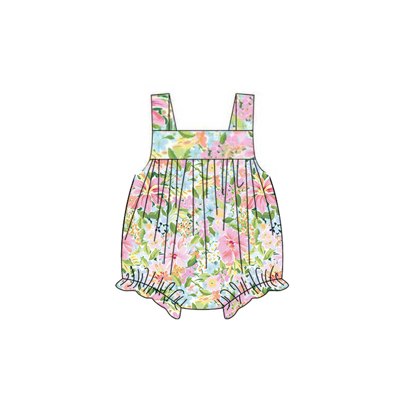 Pink floral design toddle baby summer romper preorder