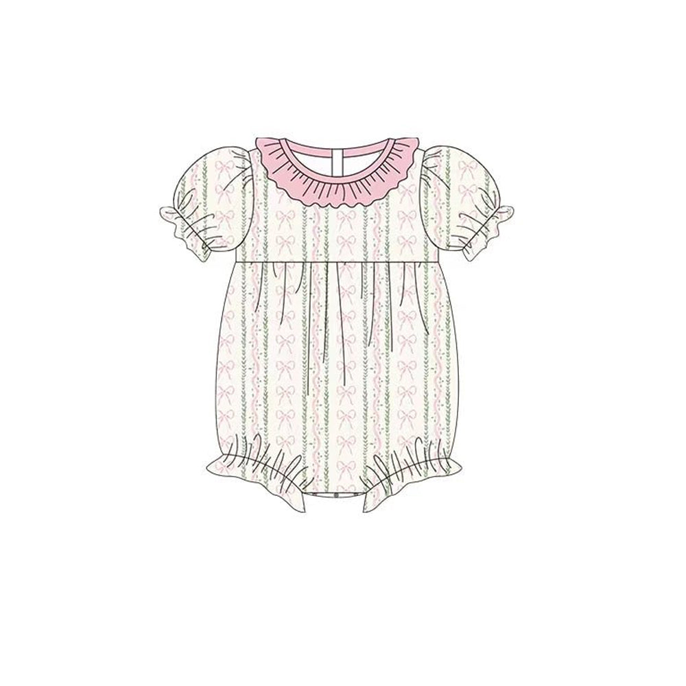 Pink bow design toddle baby girl summer romper preorder