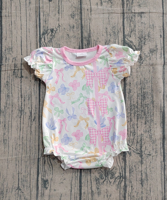 Colorfule bow design toddle baby girl summer romper preorder