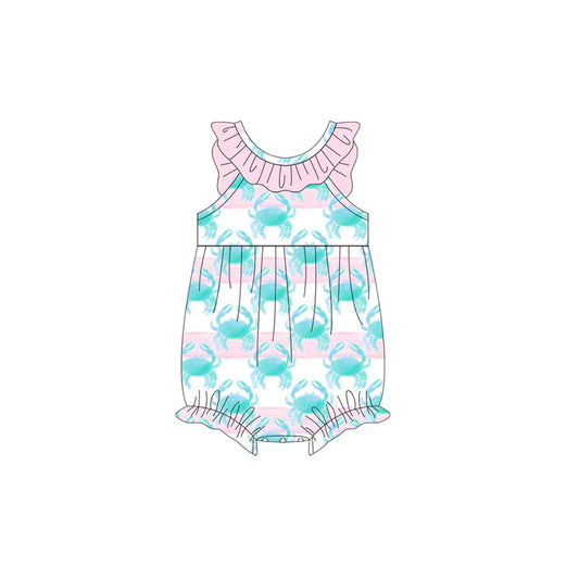 Crab design toddle baby girl summer romper preorder
