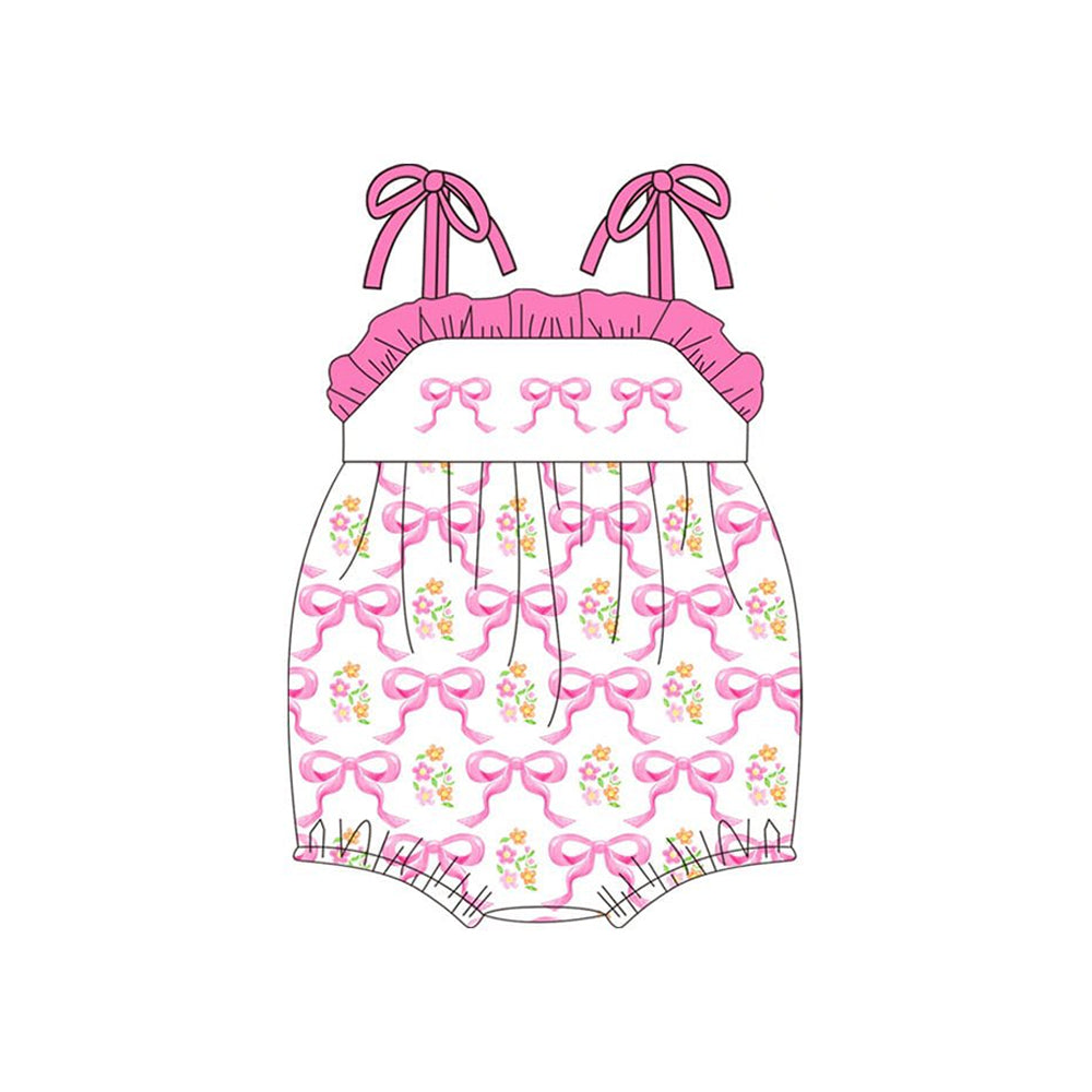 Pink bow design toddle baby girl summer romper preorder