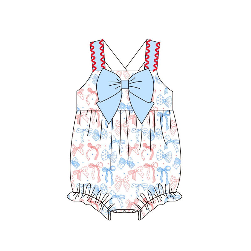 July 4th bow design toddle baby girl summer romper preorder