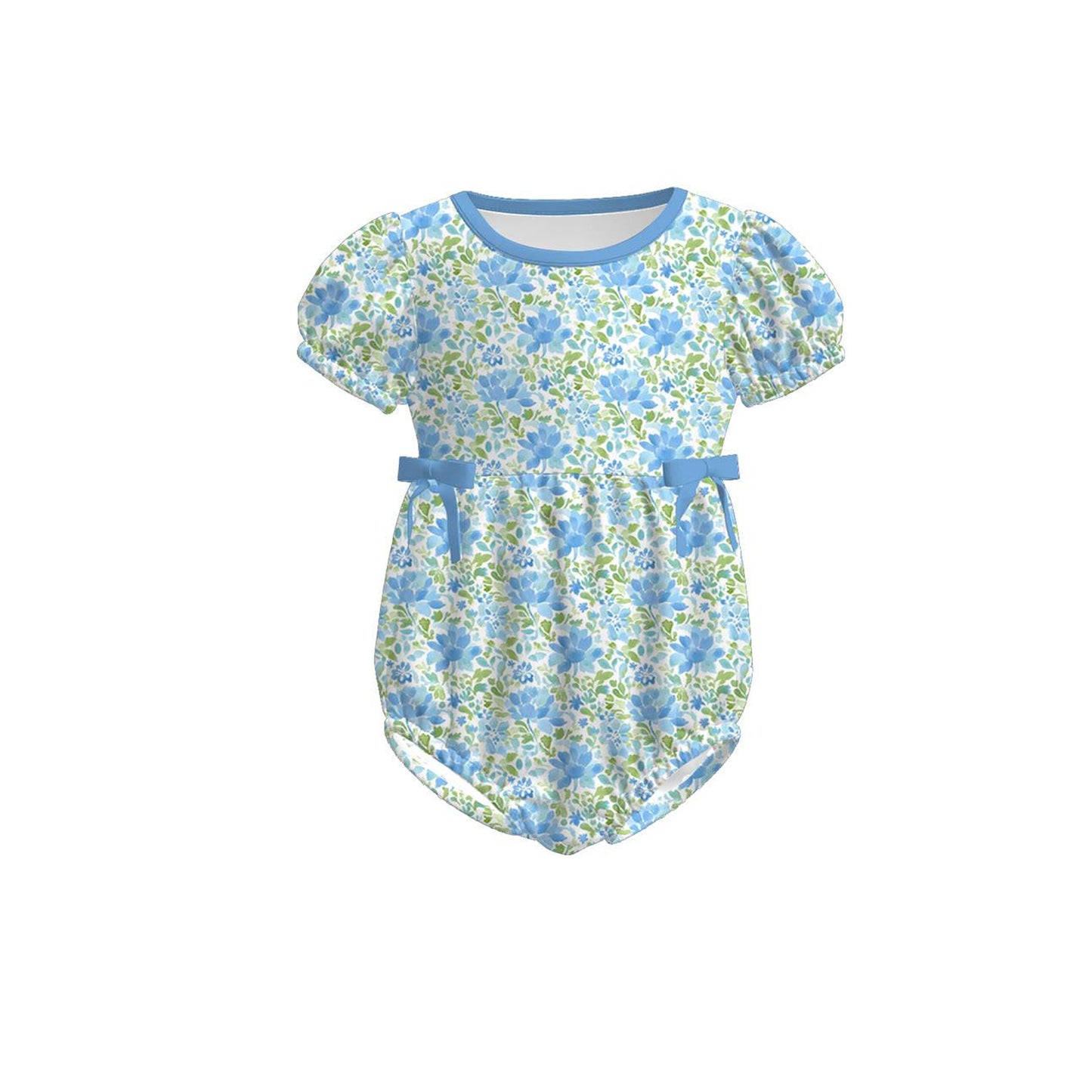 Blue floral design toddle baby summer romper preorder