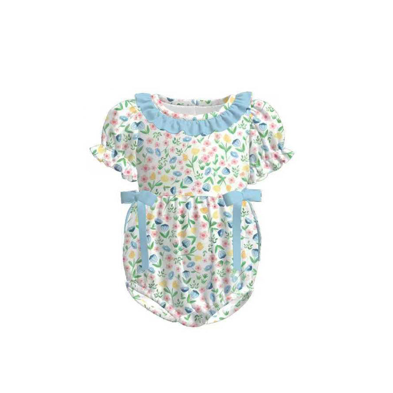 Pink Blue floral design toddle baby summer romper preorder