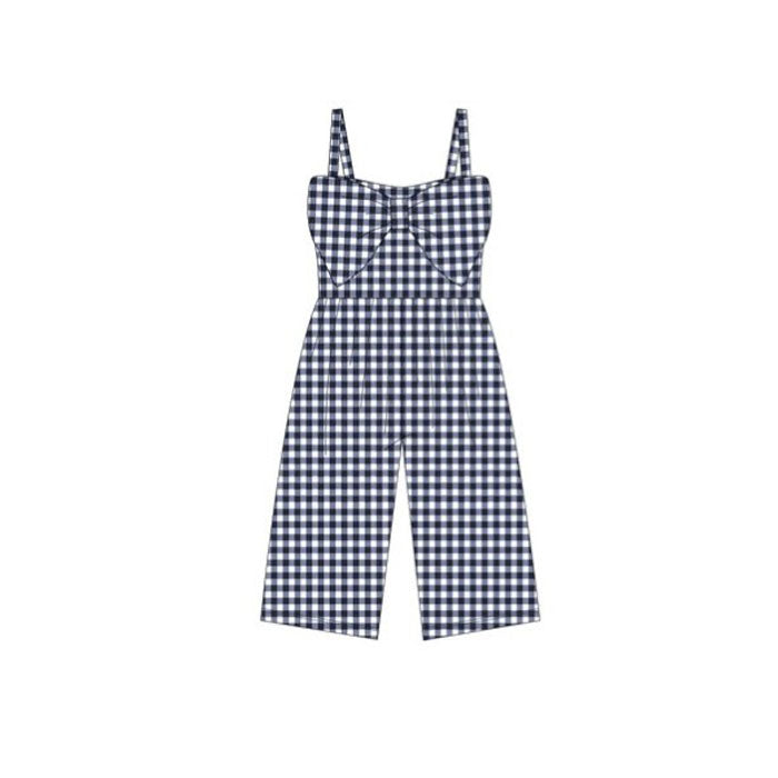 Toddle girls dark blue plaid design jumpsuit preorder
