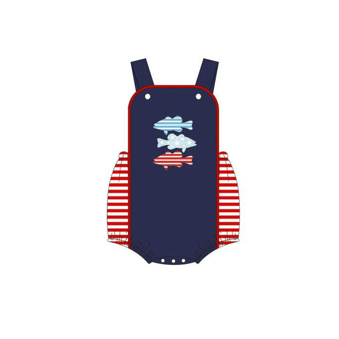 Toddle baby boy fishing romper preorder