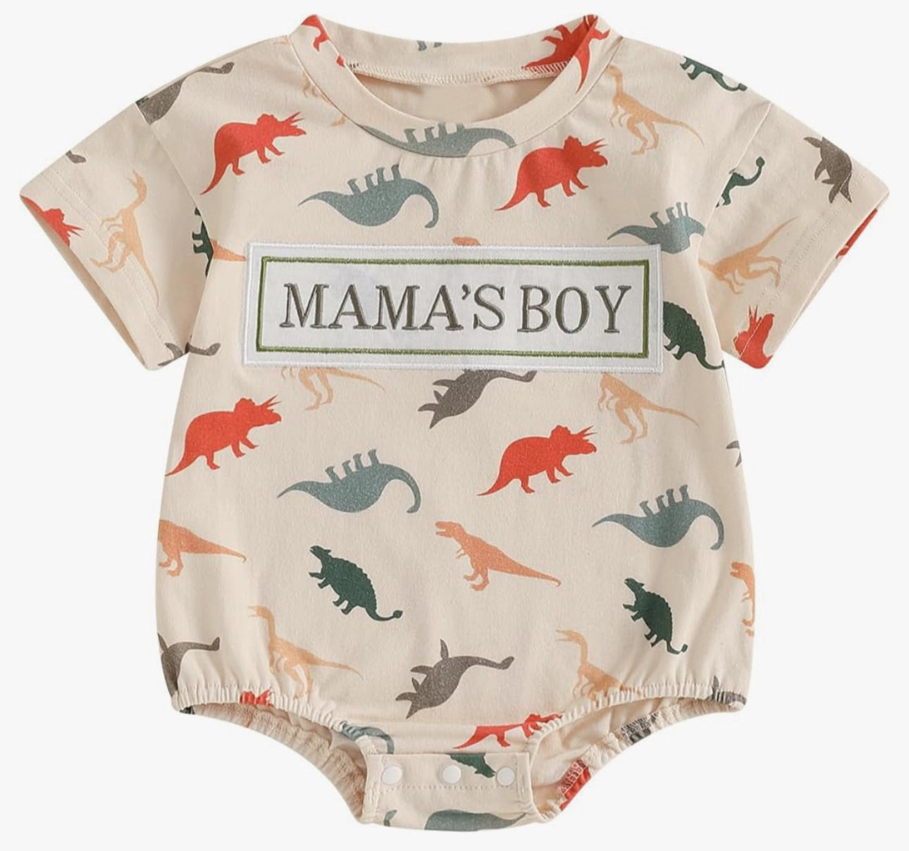 Mamas boy dinosaur short sleeve romper preorder