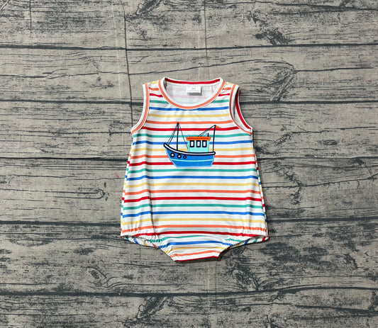Toddle baby embroidery sailboat romper preorder
