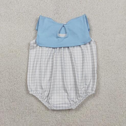 Blue plaid design toddle baby romper