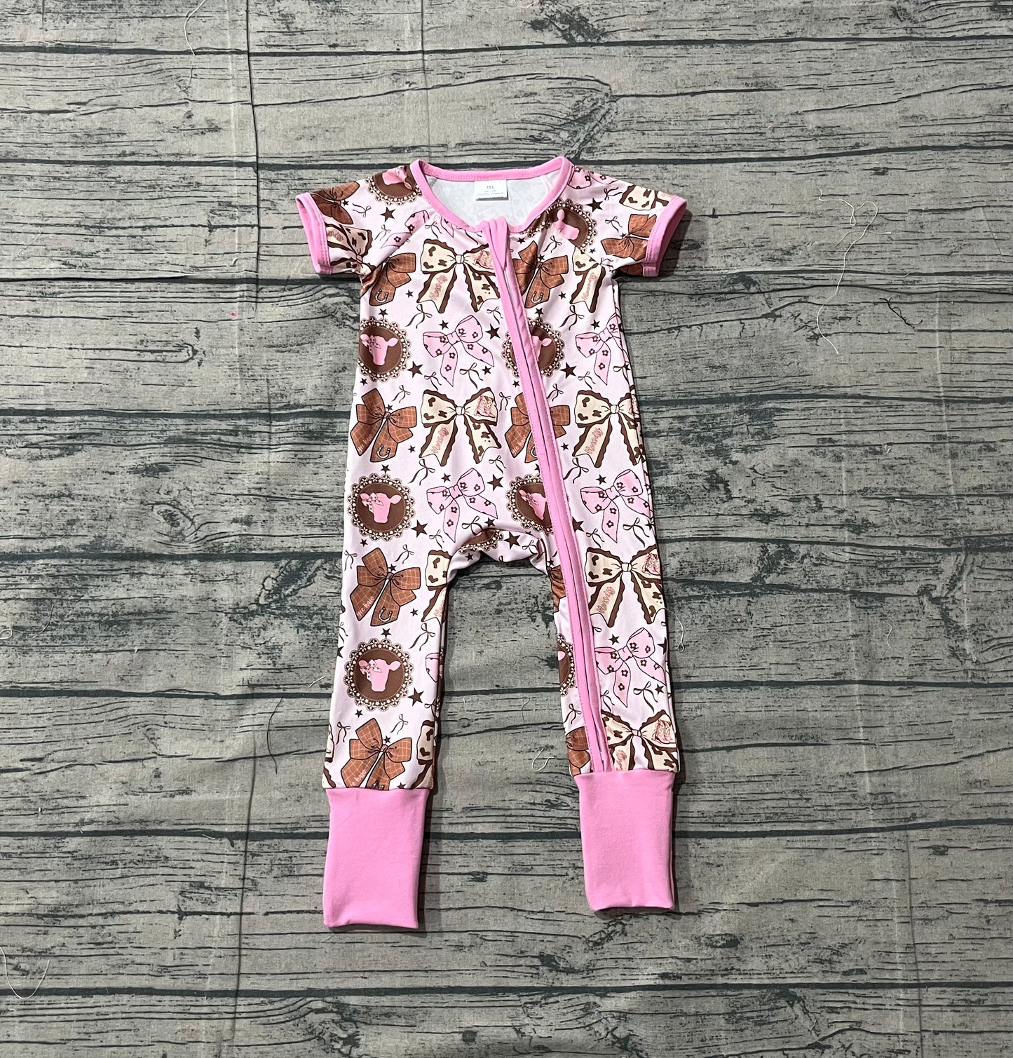 Pink bow design toddle baby romper preorder