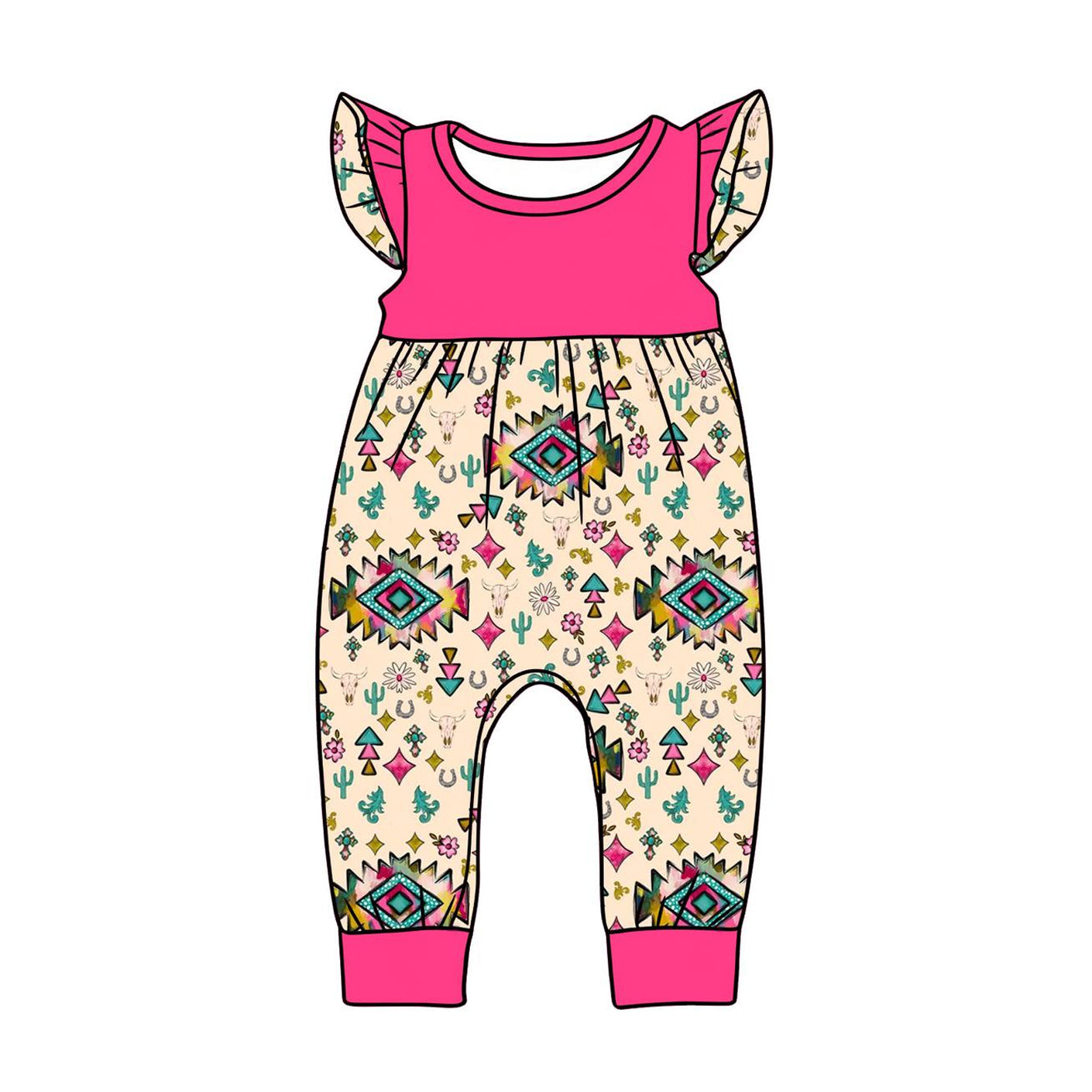 Western cactus design toddle baby  romper preorder