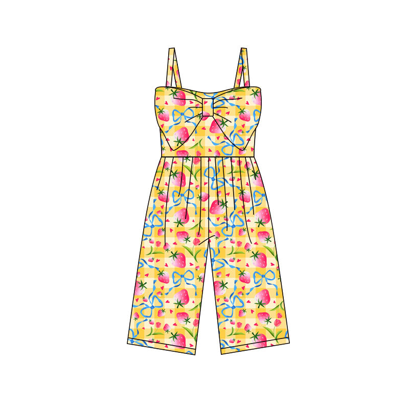 Toddle girls blue bow strawberry design jumpsuit preorder