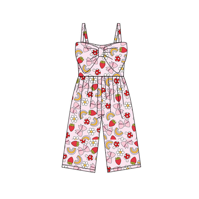 Toddle girls strawberry bow design jumpsuit preorder