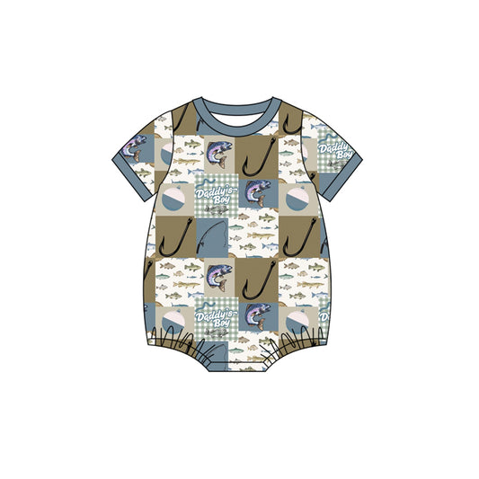 Daddys boy fishing design romper preorder