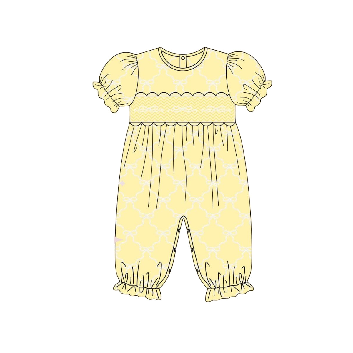 Yellow bow design girls romper preorder