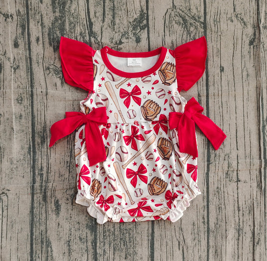 Baseball design baby girls romper preorder