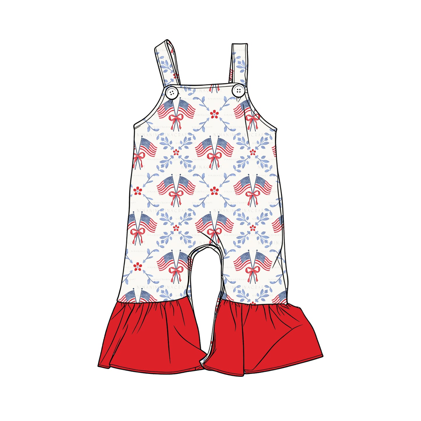 American flag design baby holiday romper preorder