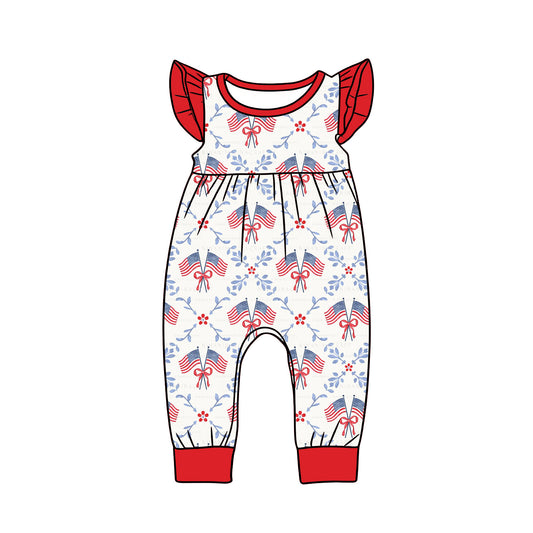 American flag design baby girls holiday romper preorder