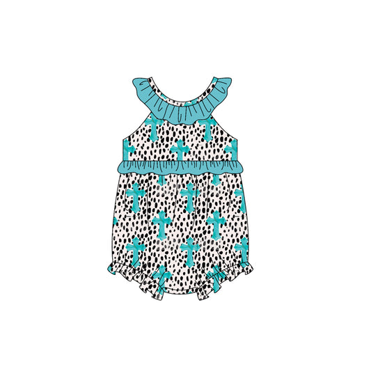 Easter cross design baby girl summer romper preorder