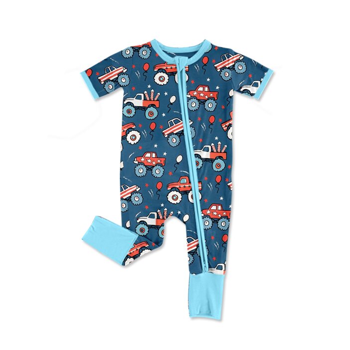 July 4th car design baby short sleeve romper preorder