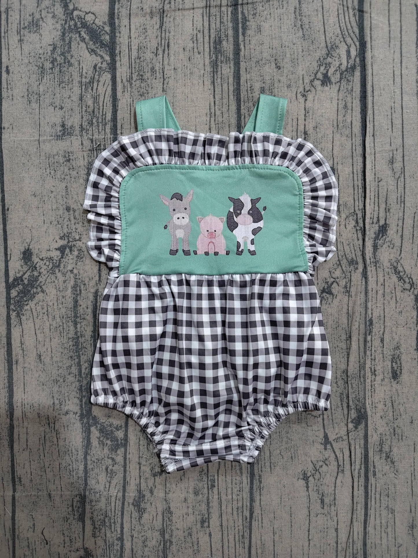 Farm animal design baby girls romper preorder