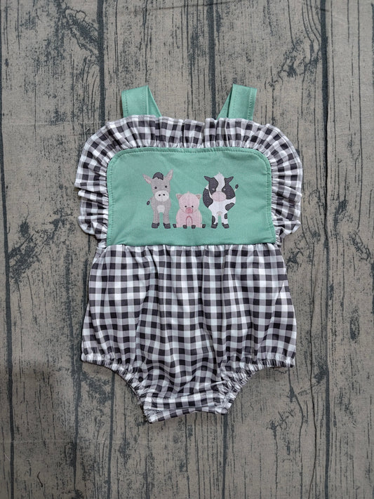 Farm animal design baby girls romper preorder