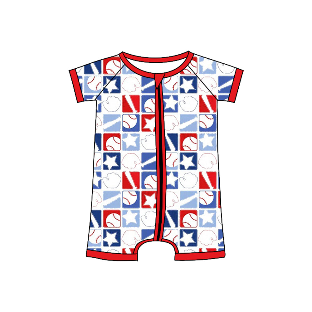 Baseball design baby short sleeve romper preorder