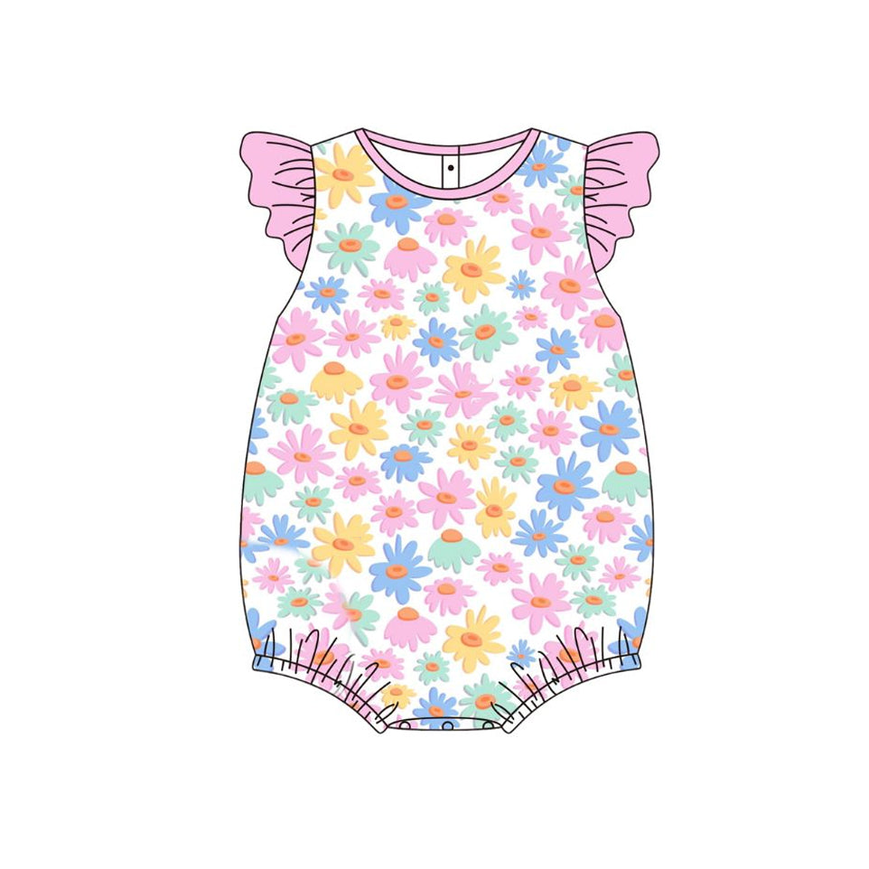 Colorful flowers design baby girls romper preorder