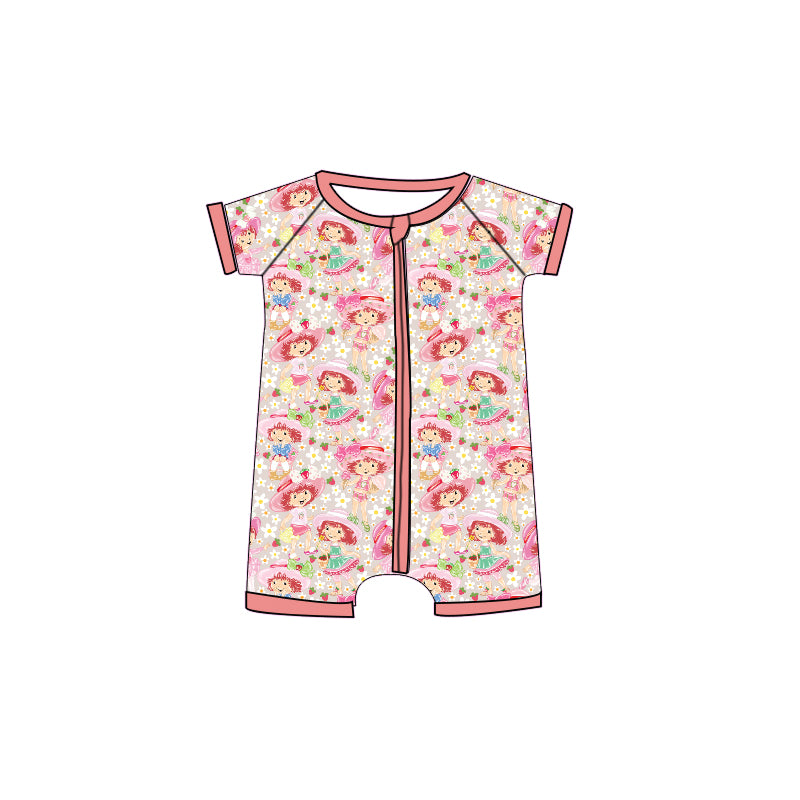 Strawberry girl design baby short sleeve romper preorder
